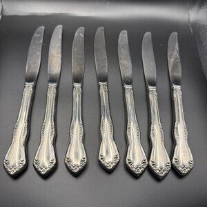 Oneida Mansfield Place Silverware Set of 7 Knives Vintage Floral Design